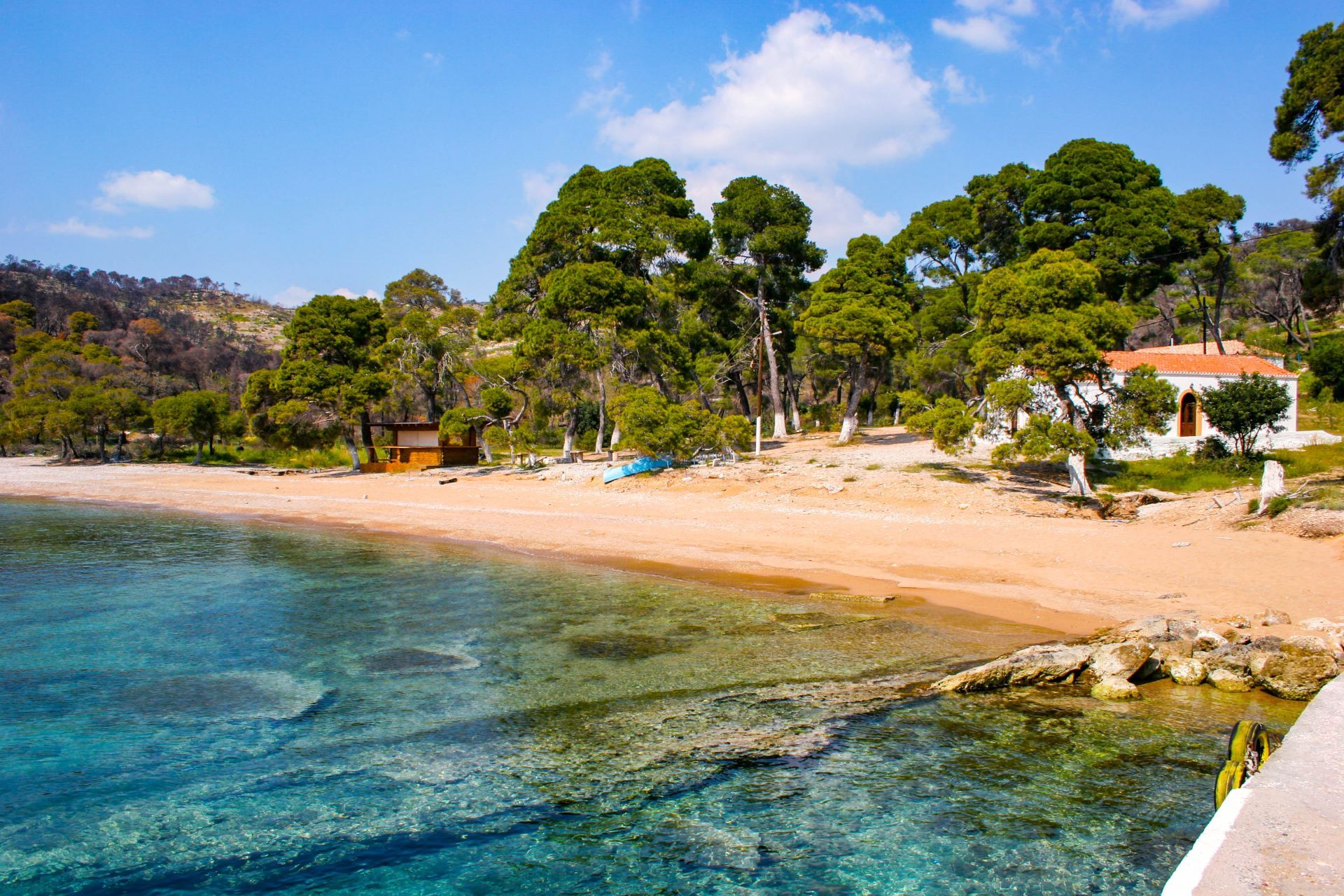 Spetses island: The beach of Agia Paraskeui